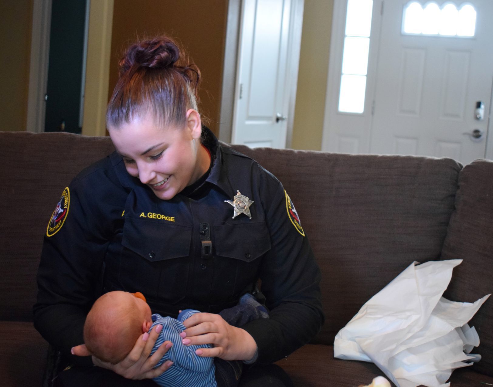 Deputy Allison George with Nathan Leppert